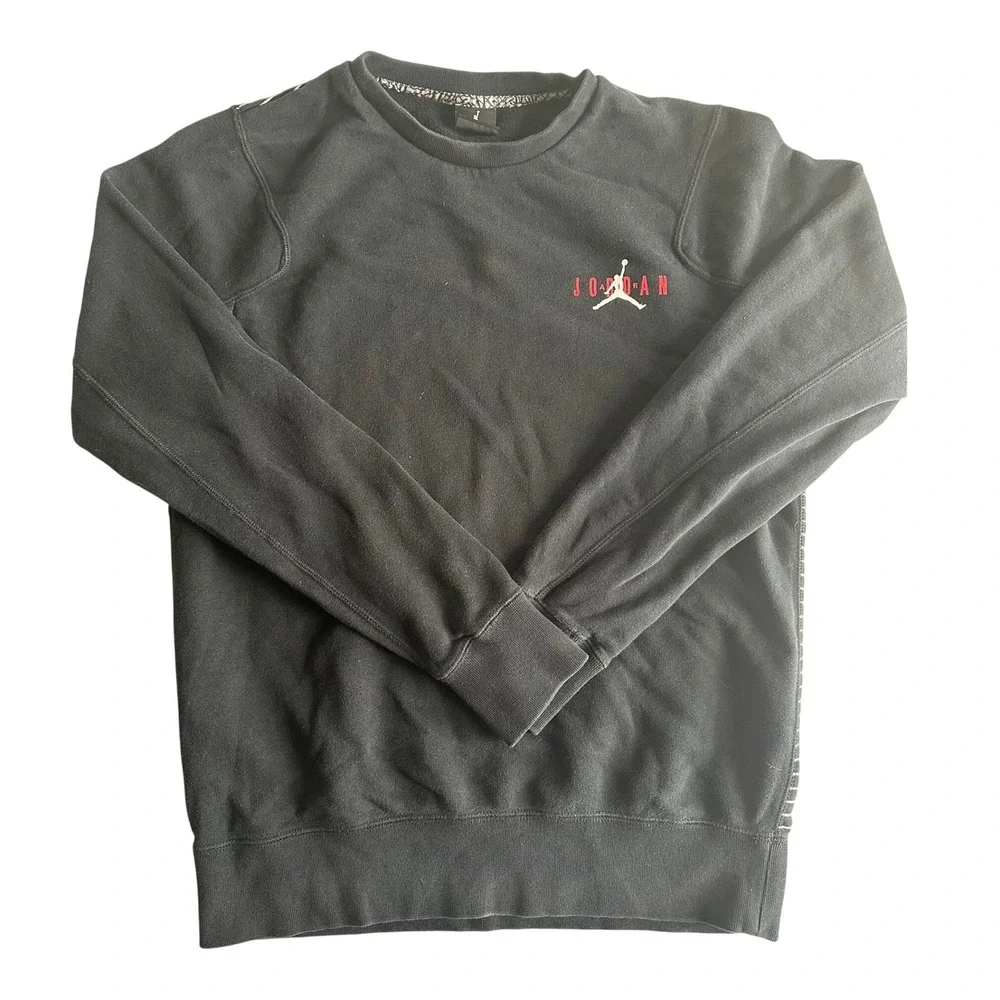 Jordan Men's Jumpman Crewneck Sweatshirt Black Striped Back Graphic Size Medium